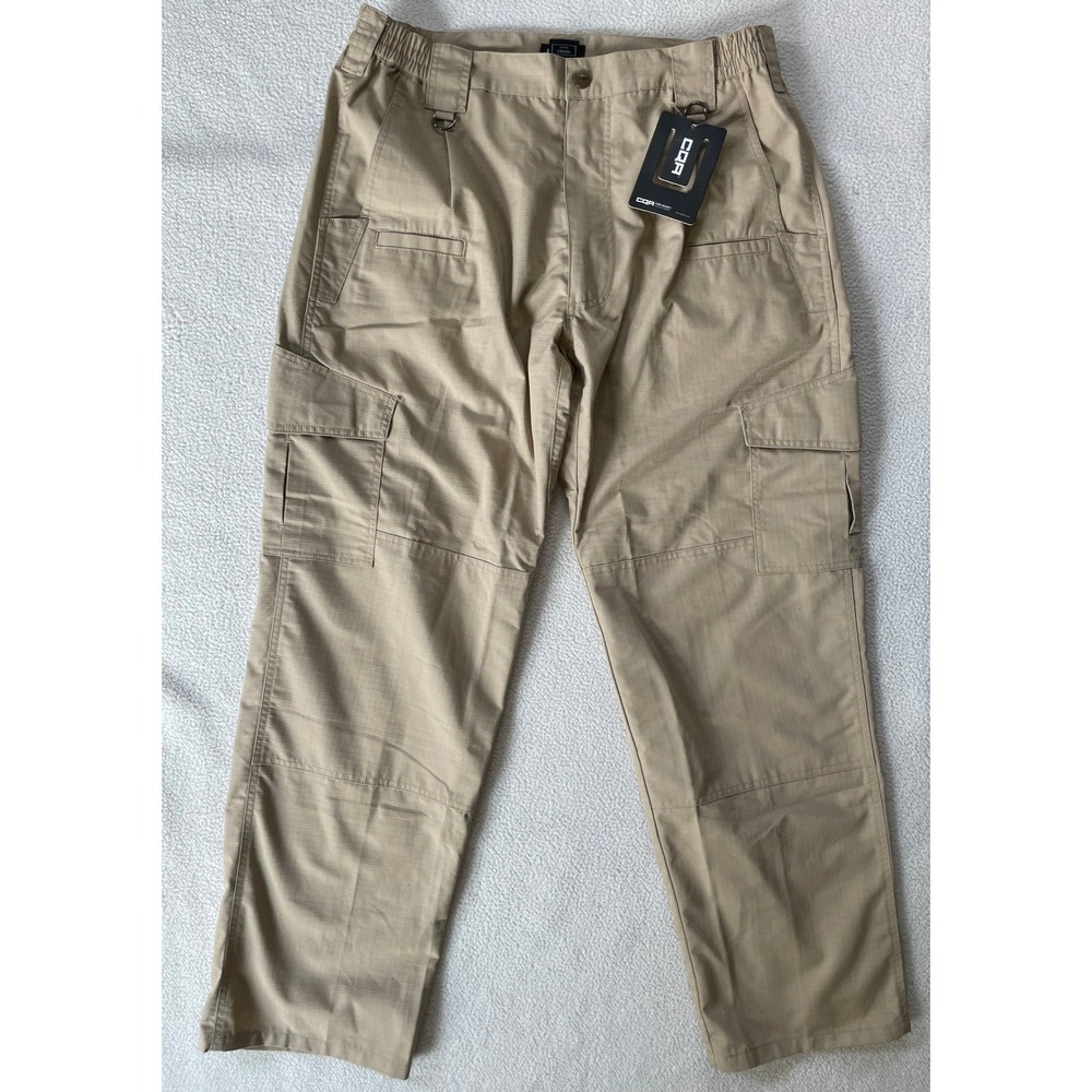 CQR Mens 36x32 Tactical Cargo Pants Tan Ripstop Outdoor Work Trousers